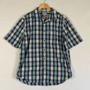 Carhartt Large Shirt Button Down Blue Plaid Mens Relaxed Fit Rugged Campy Casual